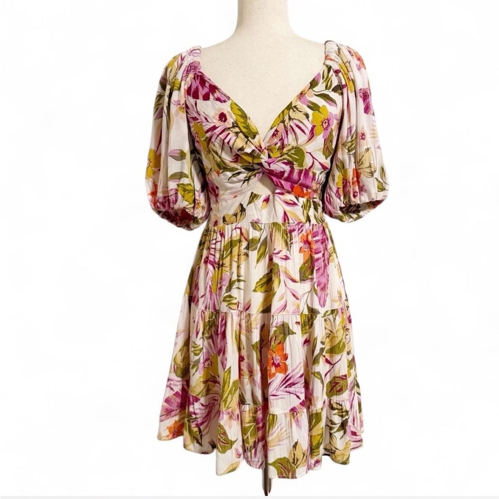Angie Pink and Green Floral Mini Dress